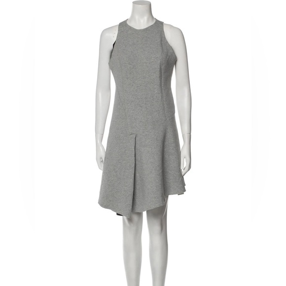 Derek Lam 10 Crosby Scuba Dress Sleeveless Asymmetrical Fit Flare Grey Size 4 - Picture 1 of 10